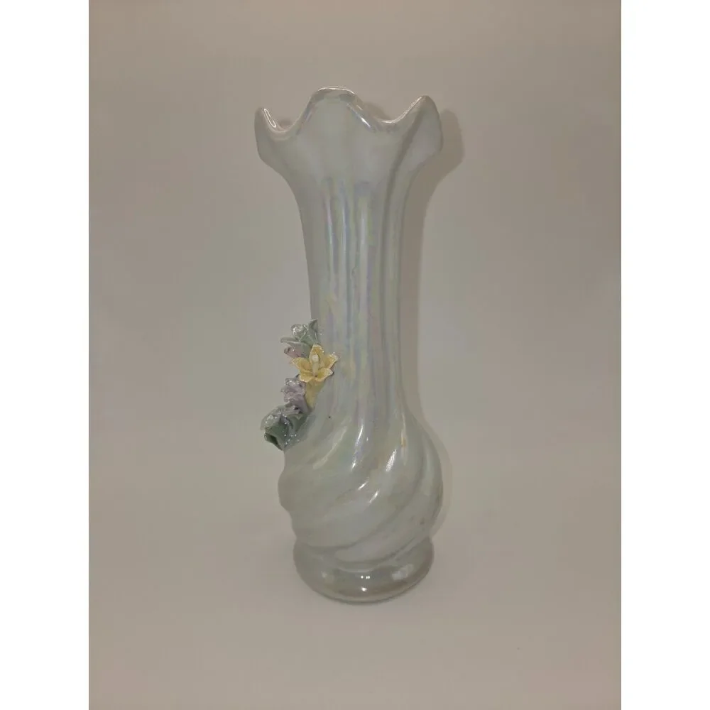Vintage Iridescent Flower Vase 7